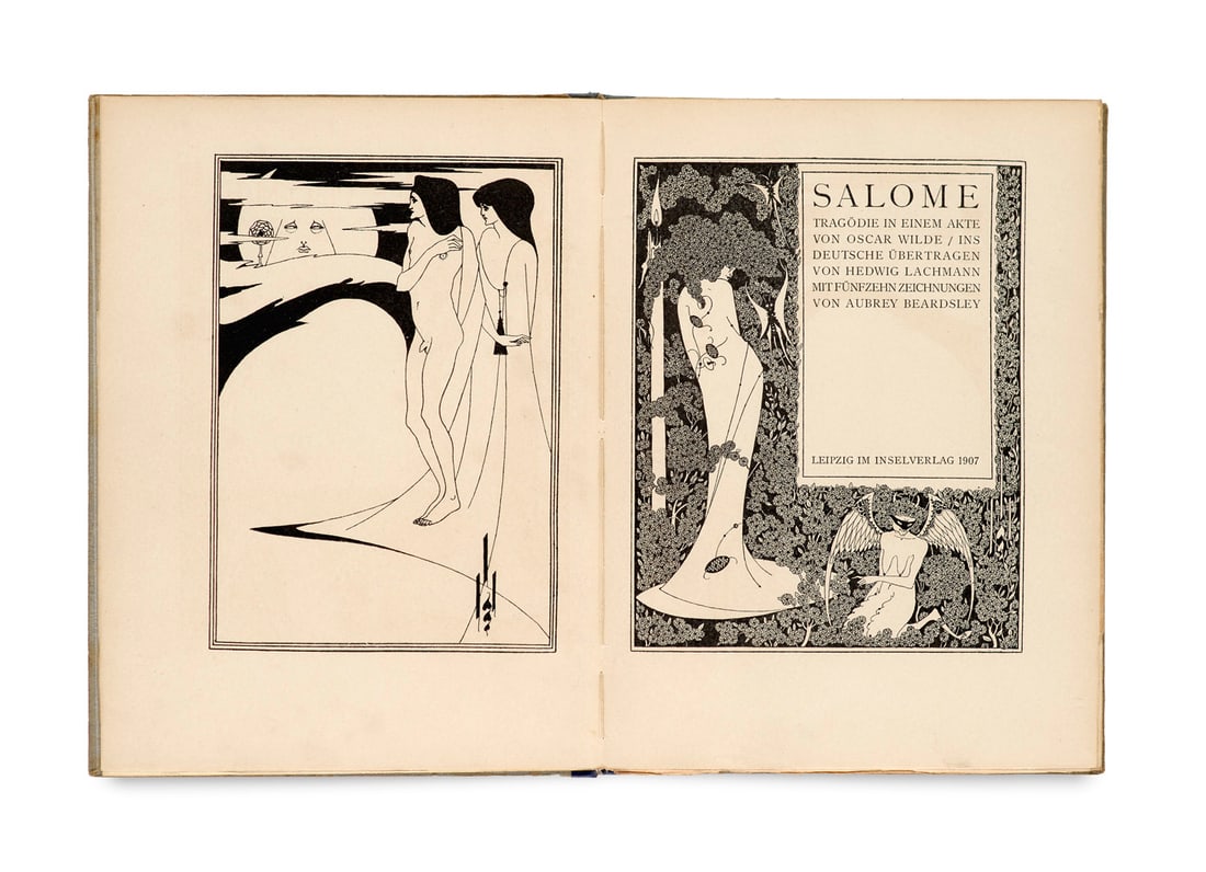 Wilde, Oscar Salome. Tragödie in einem Akte. Ins Deutsche übertragen von Hedwig Lachmann.: Jugendstil - Beardsley, AubreyWilde, OscarSalome. Tragödie in einem Akte. Ins Deutsche übertragen von Hedwig Lachmann. Mit fünfzehn Zeichnungen von Aubrey Beardsley. Leipzig, Insel, 190