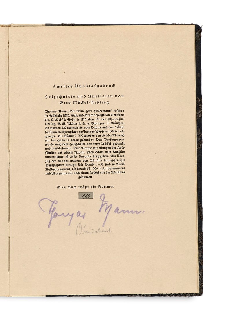 Mann, Thomas Der kleine Herr Friedemann. Mit 11 blattgroßen Holzschnitten und 4 zweifarbigen, (1 of 4)