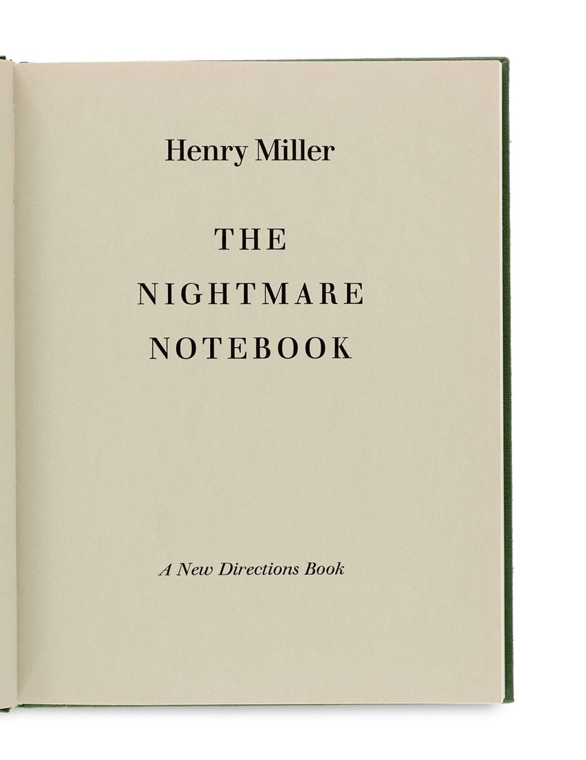 Miller, Henry The Nightmare Notebook. (Faksimile des Notizbuches). New York, New Directions Publ., (1 of 2)