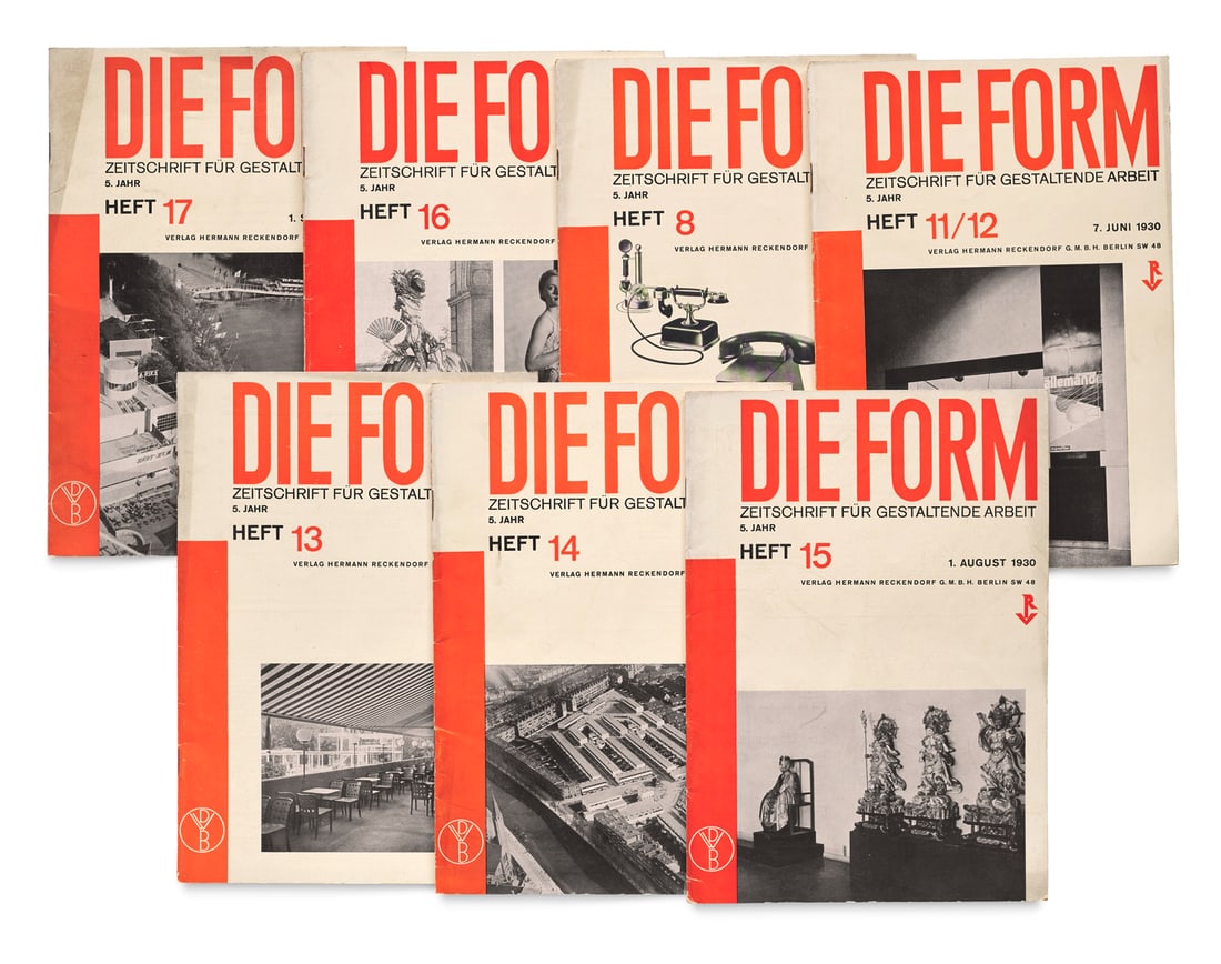 Die Form. Zeitschrift für gestaltende Arbeit. 5. Jahr 1930. 8 Hefte (davon 1 Doppelheft). Mit (1 of 1)