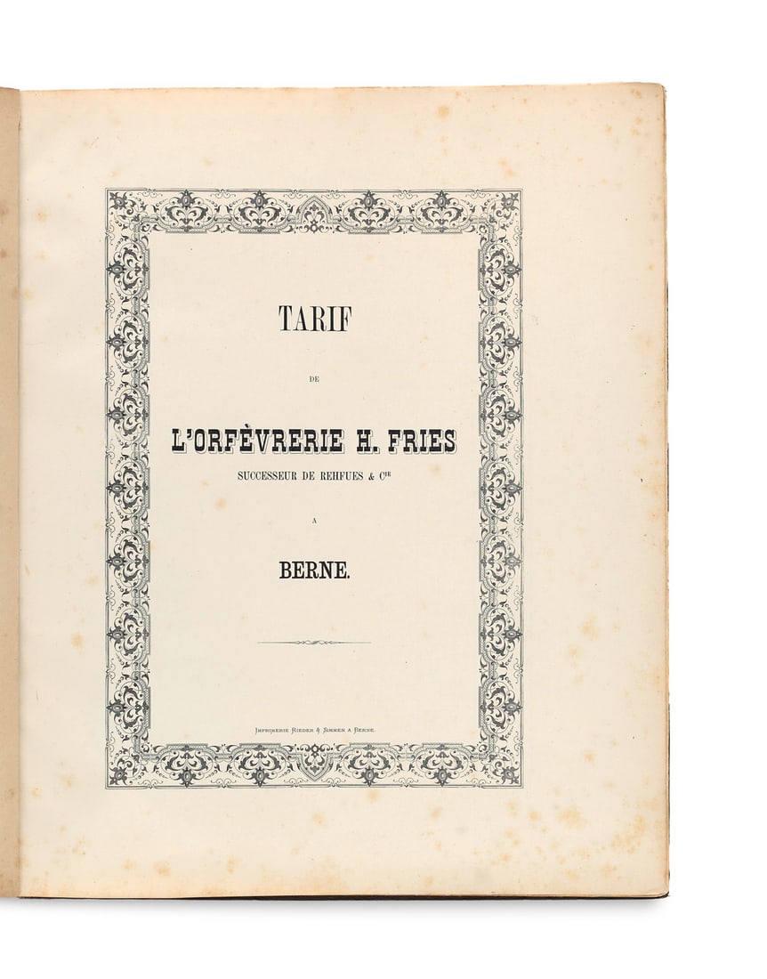 Orfèvrerie H. Fries, Bern Tarif de l'orfèvrerie H. Fries. Mit lithographiertem, ornamental (1 of 4)