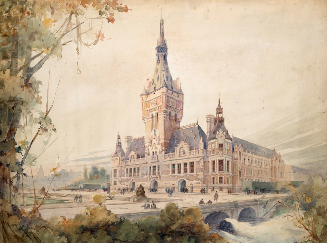 Französisch, 18. Jahrhundert Repräsentantenbau mit Turm. 2. Hälfte des 18. (1 of 1)