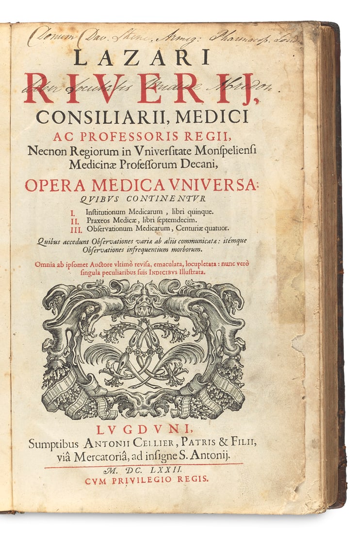 Riviere, Lazarus Opera medica universa. Omnia ab ipsomet auctore ultima revisa, emaculata, (1 of 1)