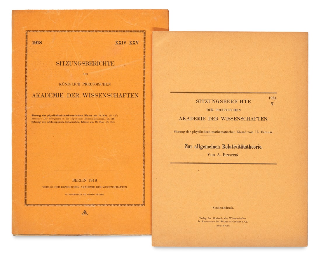 Einstein, Albert Der Energiesatz in der allgemeinen Relativitätstheorie. Erster Separatdruck. (1 of 1)