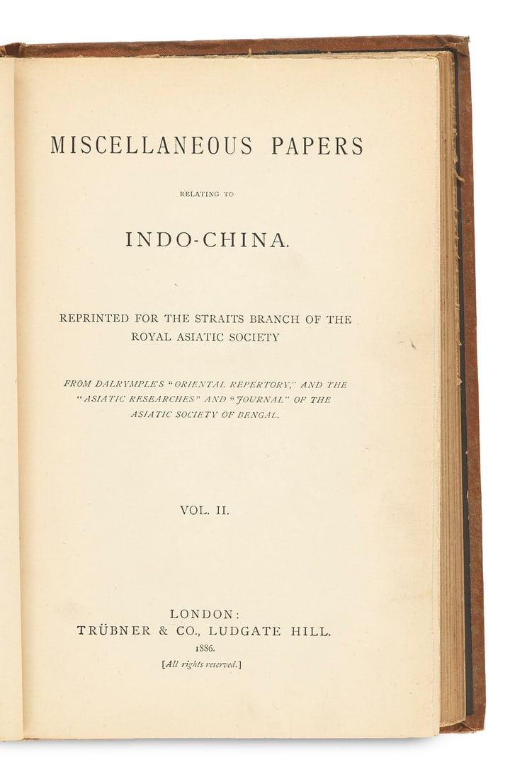 Miscellaneous Papers relating to Indo-China. Reprinted for the Straits Branch of the Royal Asiatic (1 of 2)