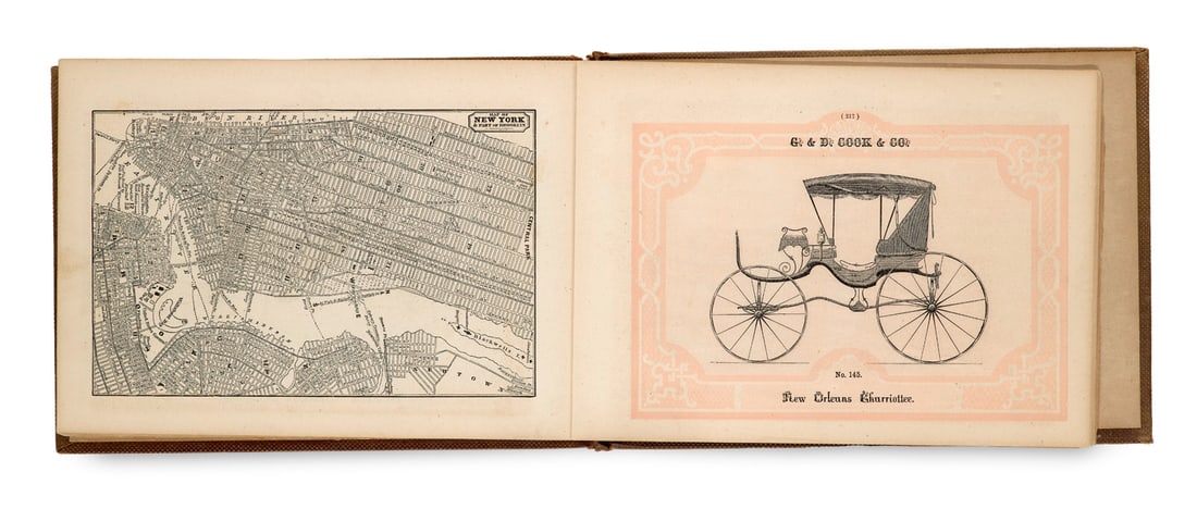 C. & D. Cook & Co's. Illustrated Catalogue of Carriages and Special Business Advertiser. Mit: Kutschen C. & D. Cook & Co's. Illustrated Catalogue of Carriages and Special Business Advertiser. Mit gestoch. Frontispiz, 1 Portrait- u. 145 gestoch. Kutschentafeln. New Haven, Conn. u. New York, Bak