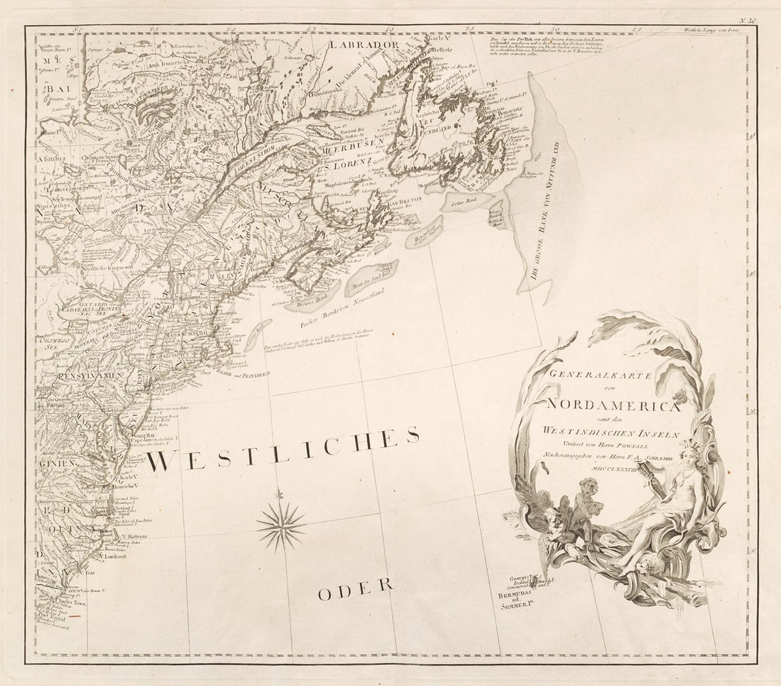 Schraembl, F. A Generalkarte von Nordamerica samt den Westindischen Inseln. Verfasst von Herrn (1 of 2)