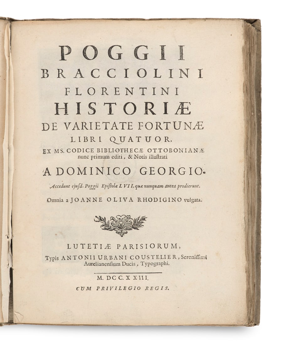 Poggio Bracciolini Historia de varietate fortunae ... nunc primum editi, & Notis illustrati a (1 of 3)