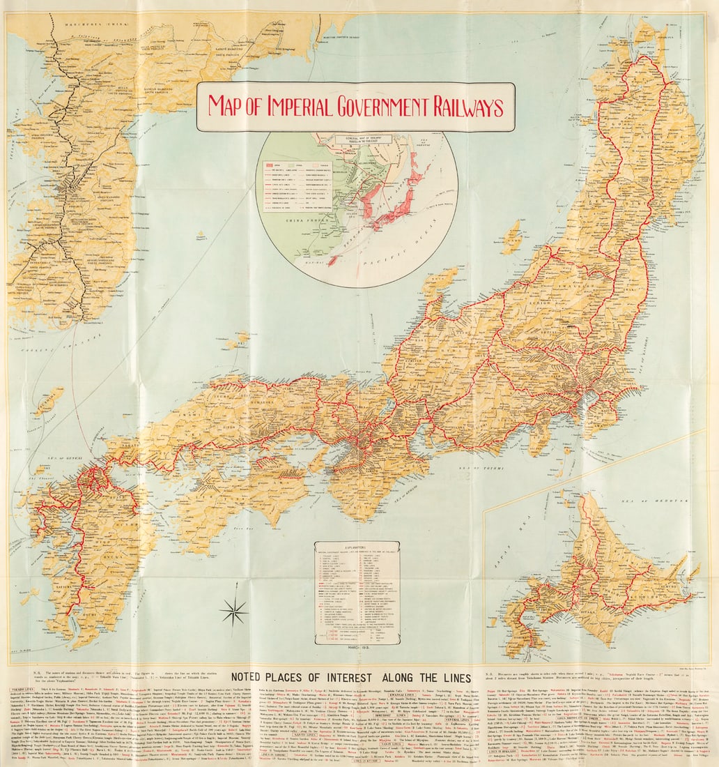 Map of Imperial Government Railways. Chromolithogr. Karte des japanischen Eisenbahnnetzes. Traffic (1 of 1)