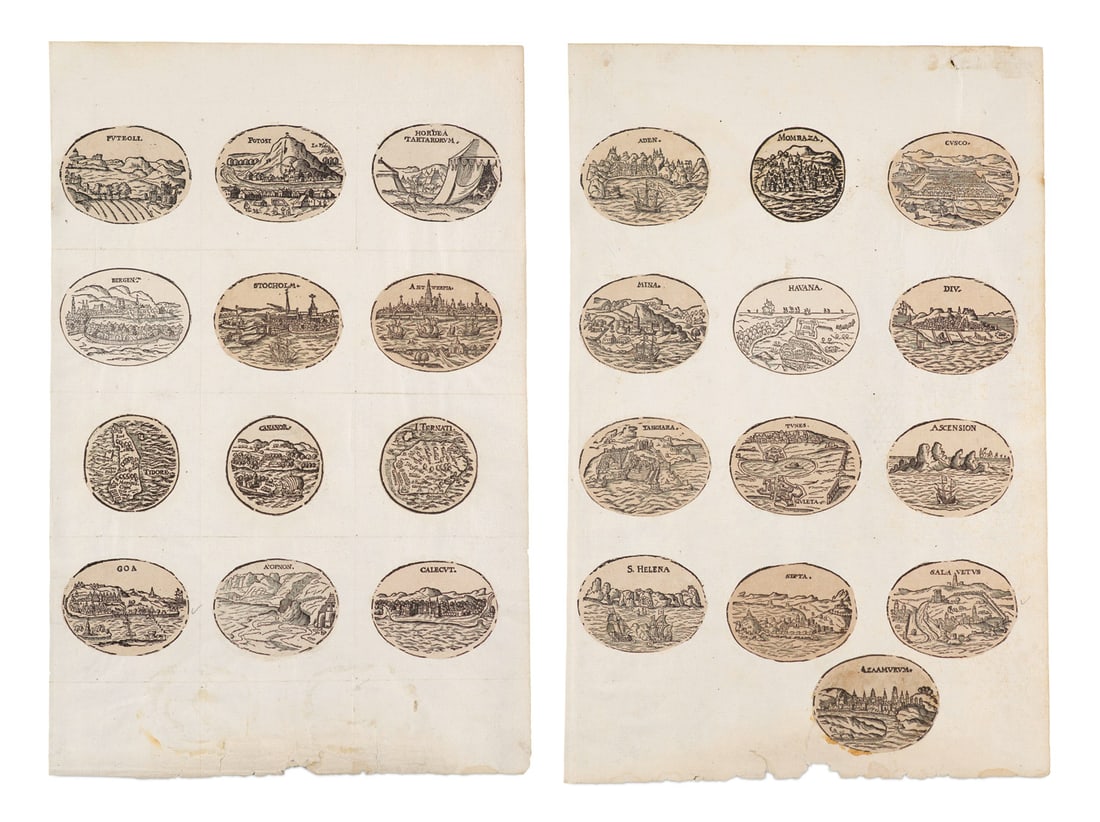Sammlung von 25 topographische Holzschnitt-Vignetten als ovale Medaillons. O. O., Dr. u. J. (ca. (1 of 1)