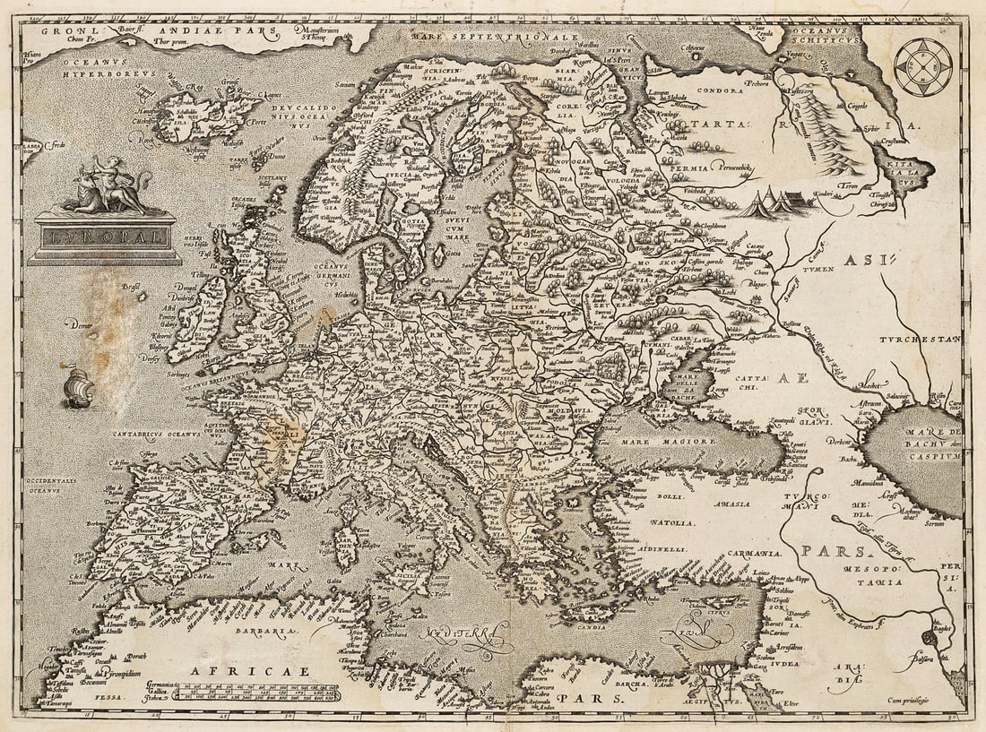 Ortelius, A. Europae. 1571. Kupferkarte auf Bütten. 34 x 46 cm. (1 of 1)