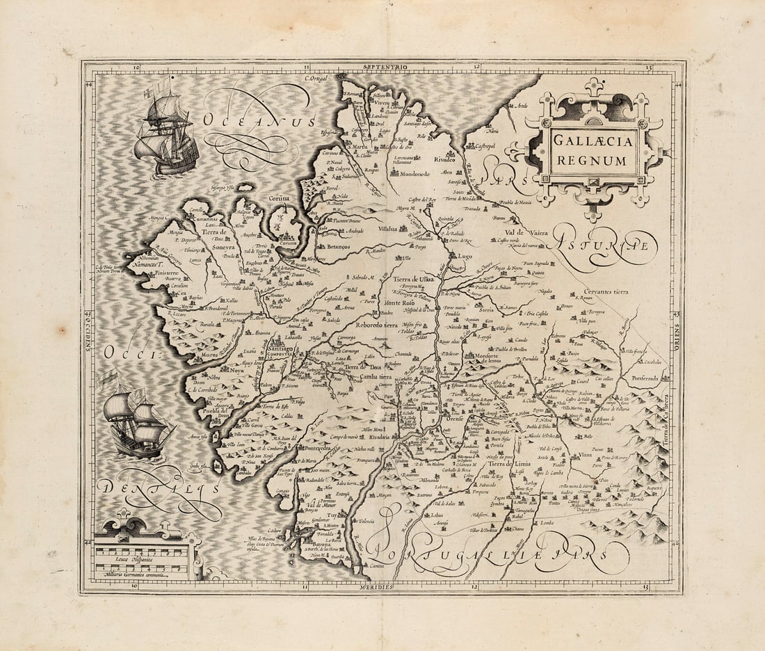 Mercator, Gerhard u. Hendrik Hondius Gallaecia Regnum. Um 1610. Kupferkarte auf Bütten. 37 x 42 (1 of 1)