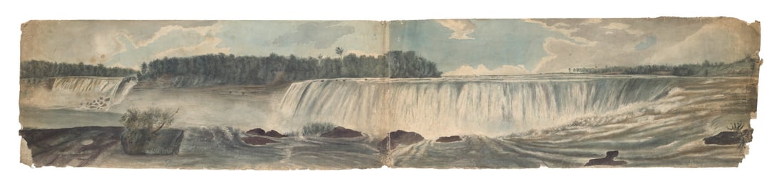 (Niagarafälle.) Um 1820. Aquarell auf zwei zusammengefügten Blättern aus (1 of 1)