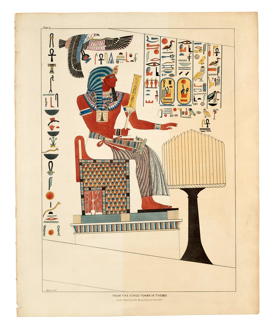 Belzoni, Giovanni Battista From the Tombs of the Kings at Thebes. 5 handcolorierte Lithographien. (1 of 1)