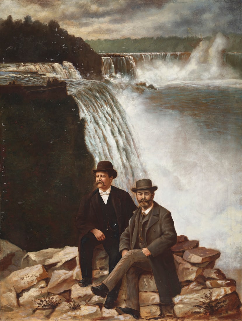 Früh, Walter Doppelportrait vor den Niagarafällen. 1892. Öl auf Leinwand. 101,5 x (1 of 1)