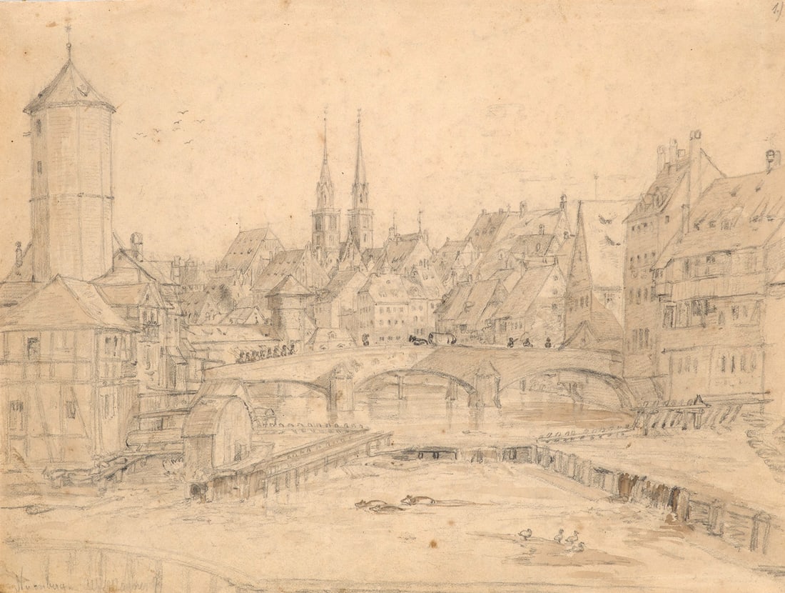 Wagner, Albert Ansicht von Nürnberg. 20. Jahrhundert. Graphit und Aquarell auf Velin. 25,5 x 34 (1 of 1)