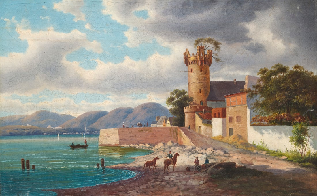 Ansicht von Rüdesheim am Rhein. 1862. Öl auf Leinwand. 45 x 72,5 cm. Schwer leserlich (1 of 1)