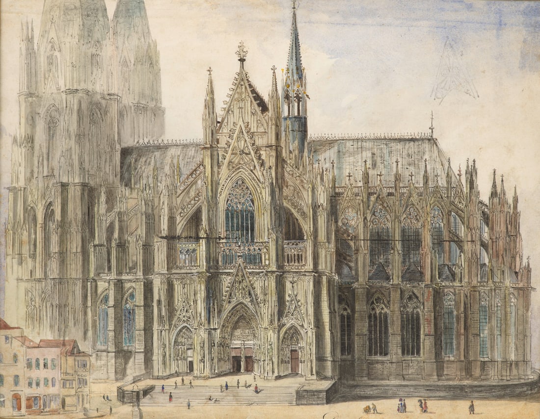 Deutsch, 19. Jahrhundert Dom in Cölln. Ende 19. Jahrhundert. Aquarell und Tusche auf JW (1 of 1)