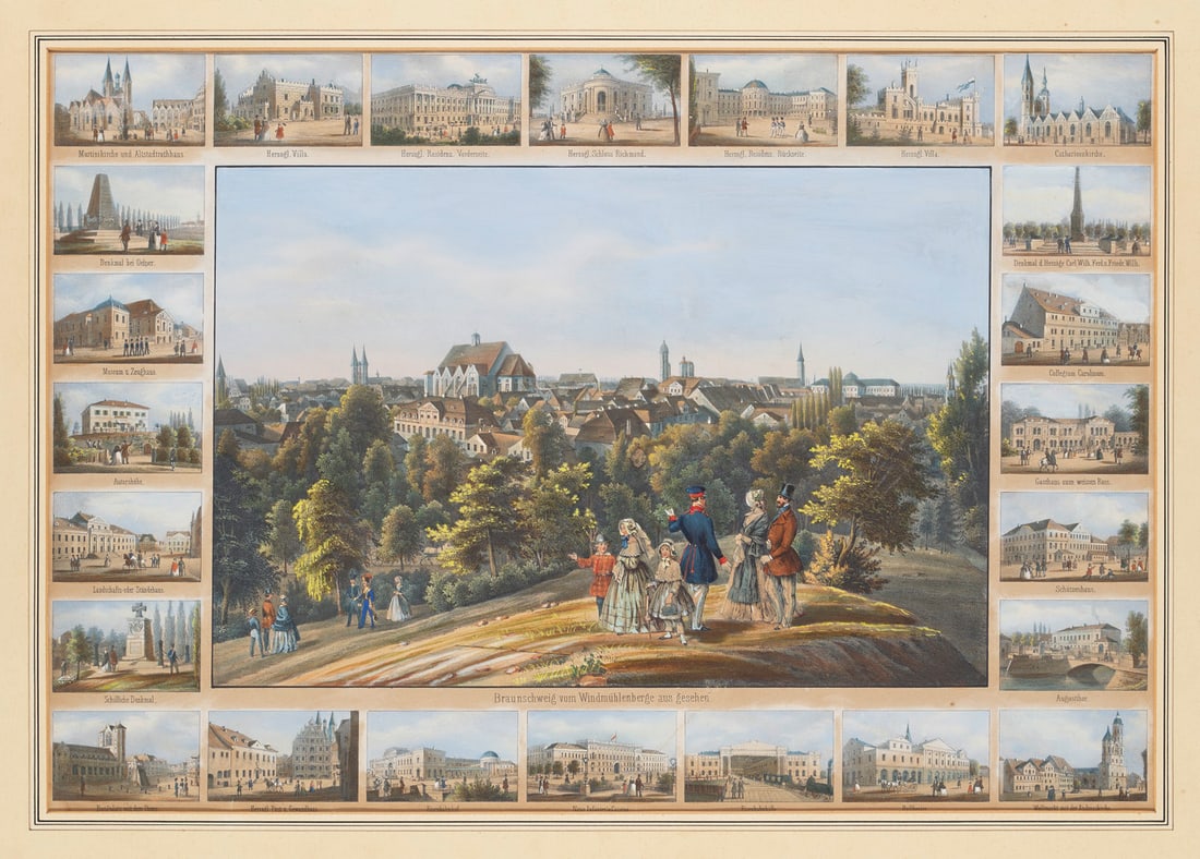 Erinnerung an Braunschweig. Braunschweig vom Windmühlenberge aus gesehen. Kolorierte (1 of 1)