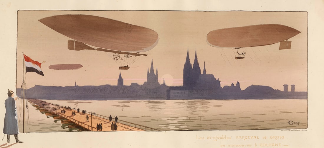 Montaut, Marguerite Les Dirigeables Parceval et Gross en Manoeuvre à Cologne. 1909. (1 of 1)