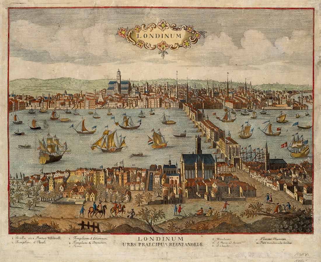 Aveline, Pierre Londinum. Londinum Urbs Praecipua Regni Angliae. Um 1700. Altkolorierter (1 of 1)