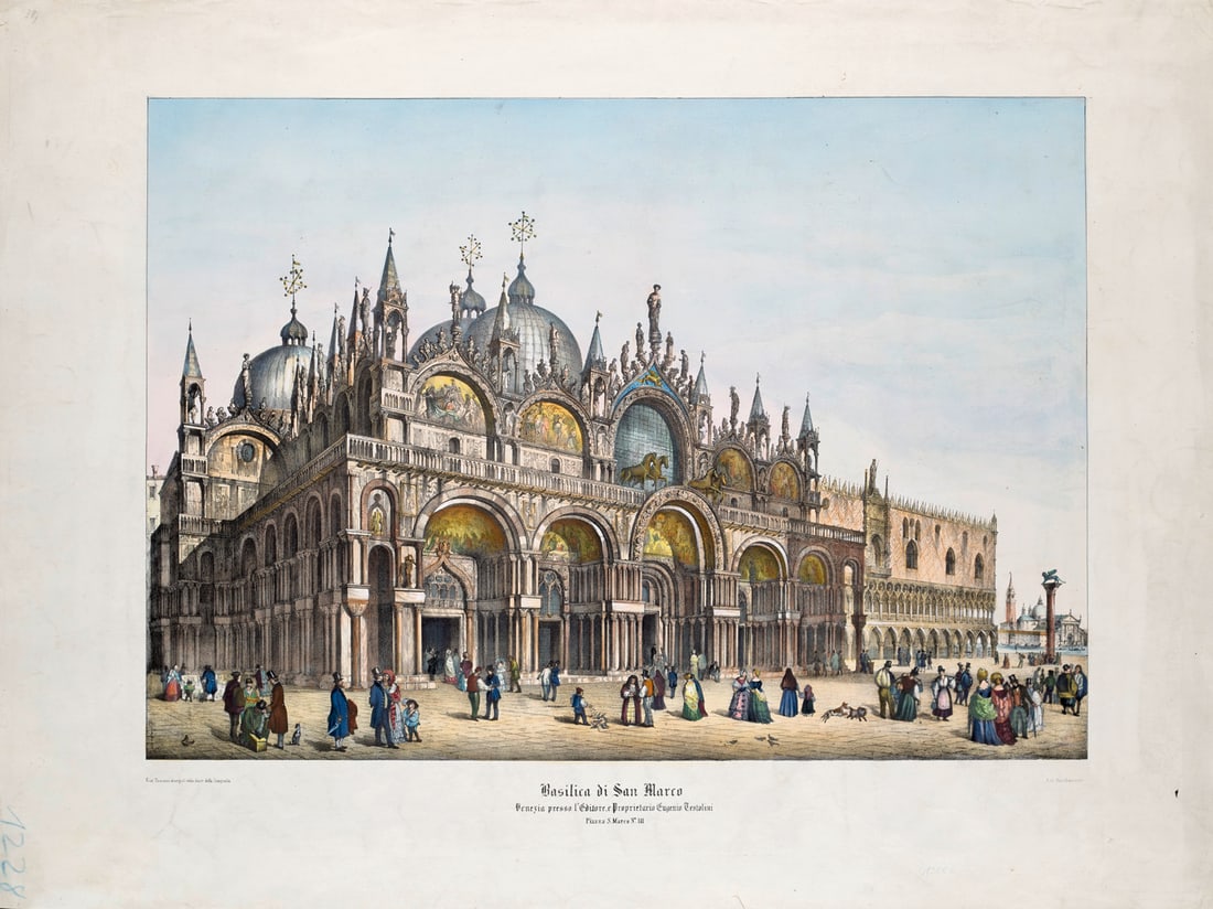 Basilica di San Marco. Um 1870. Kolorierte Lithographie auf Velin. 39 x 55 cm (54,5 x 72,5 cm). Im (1 of 1)