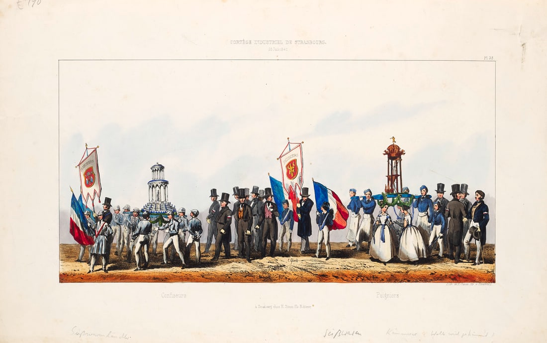 Simon, Frédéric-Emile 27 kolorierte Lithographien. Cortège industriel de Strasbourg. (1 of 4)