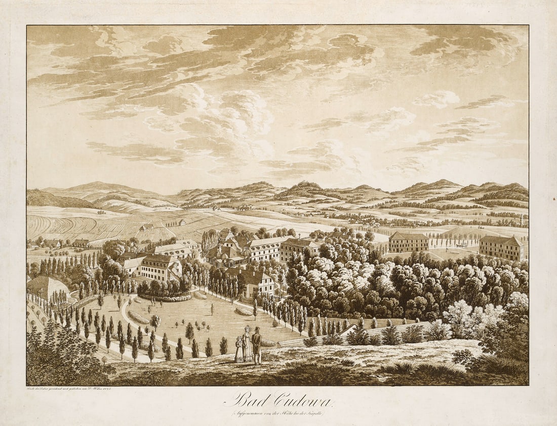 Weber, D. Bad Cudowa. Aufgenommen von der Höhe bei der Kapelle. 1825. Aquatinta. 34,5 x 47,5 cm (1 of 1)