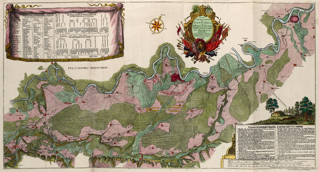 Riecke, Gustav Friedrich Accurate Special. Charte der Gegend des Rheins, von Ettlingen Carls Ruhe, (1 of 1)
