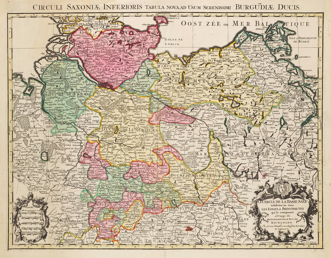 Sammlung von 13 grenz- bzw. tls. flächenkolorierten Kupferstichkarten von Thüringen und (1 of 1)