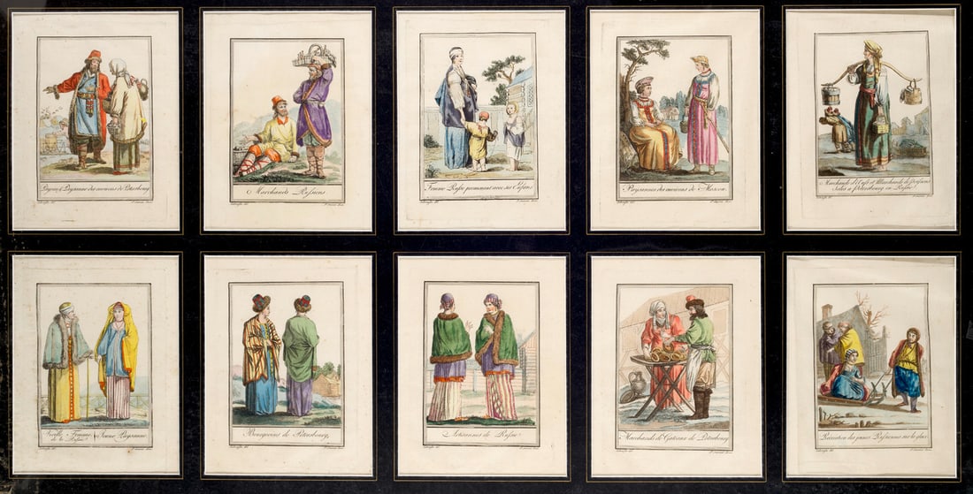 Saint-Sauveur, Jacques Grasset de Sammlung von 10 russische Trachten. Um 1797. Handkolorierte (1 of 1)