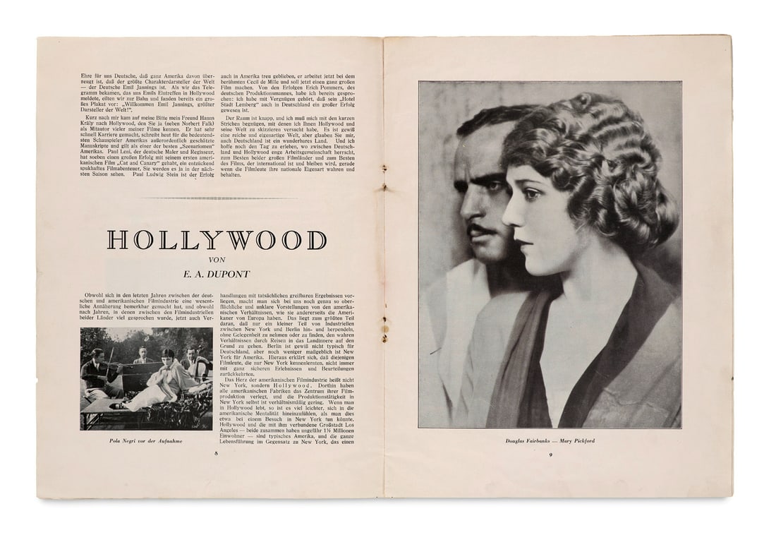 Lubitsch u. E. A. Dupont, Ernst Hollywood. Das Filmparadies. Mit zahlreichen photographischen (1 of 2)