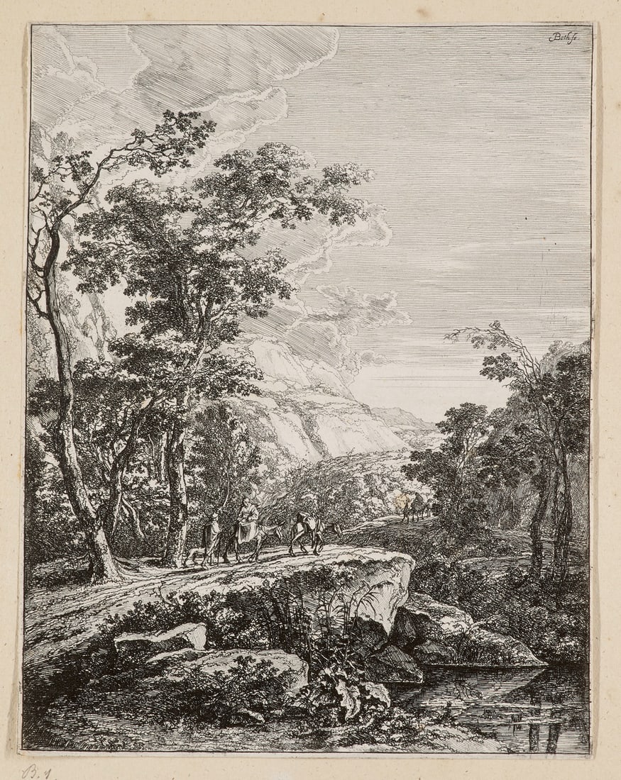 Both, Jan Die Frau auf dem Maultier. Um 1640. Radierung auf Velin. 26 x 20,3 cm. Mit Wz. (1 of 1)