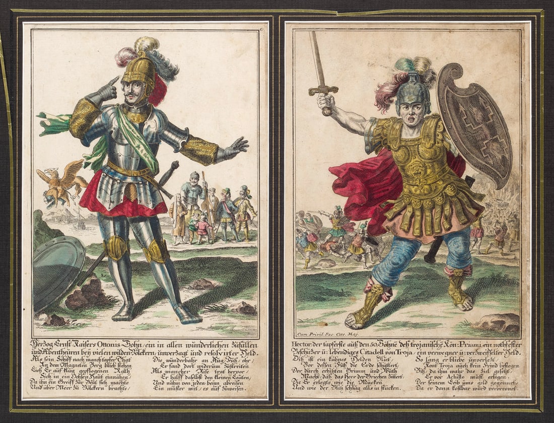 Deutsch, 17. Jahrhundert 8 Stiche mit Heldendarstellungen. Um 1650. Je altcolorierter Kupferstich (1 of 1)