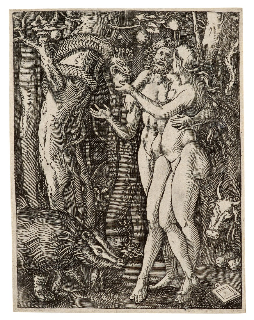 Dürer, Nach Albrecht Adam und Eva (der Sündenfall). Italien um 1515. Kupferstich. 13 x 10 (1 of 1)