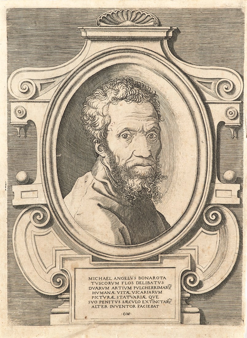 Ghisi, Giorgio Michelangelo Buonarotti. 1564. Kupferstich auf Bütten. 26 x 19 cm (28,5 x 20,5 (1 of 1)