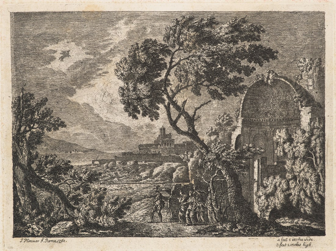 Plimmer, John Römische Landschaft. 1760. Kupferstich mit Radierung auf Bütten. 18 x 24 cm (1 of 1)