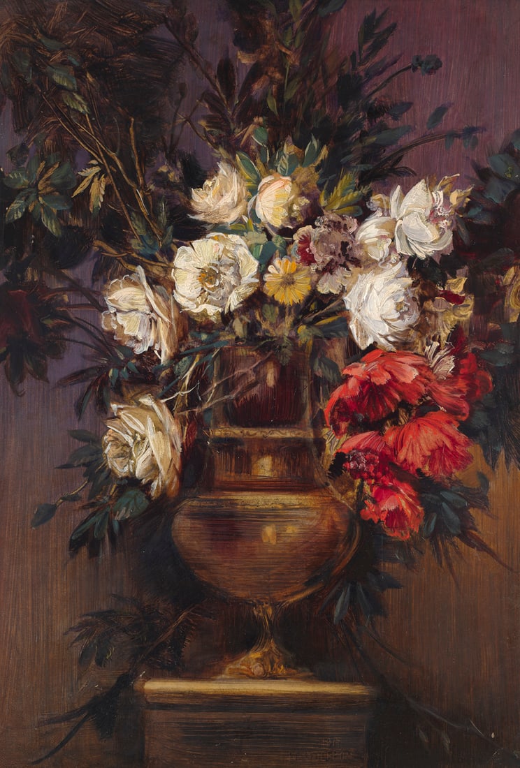 Wolfrom, Friedrich Ernst Blumenstillleben. 1917. Öl auf Malkarton. 71 x 49 cm. Signiert und (1 of 1)