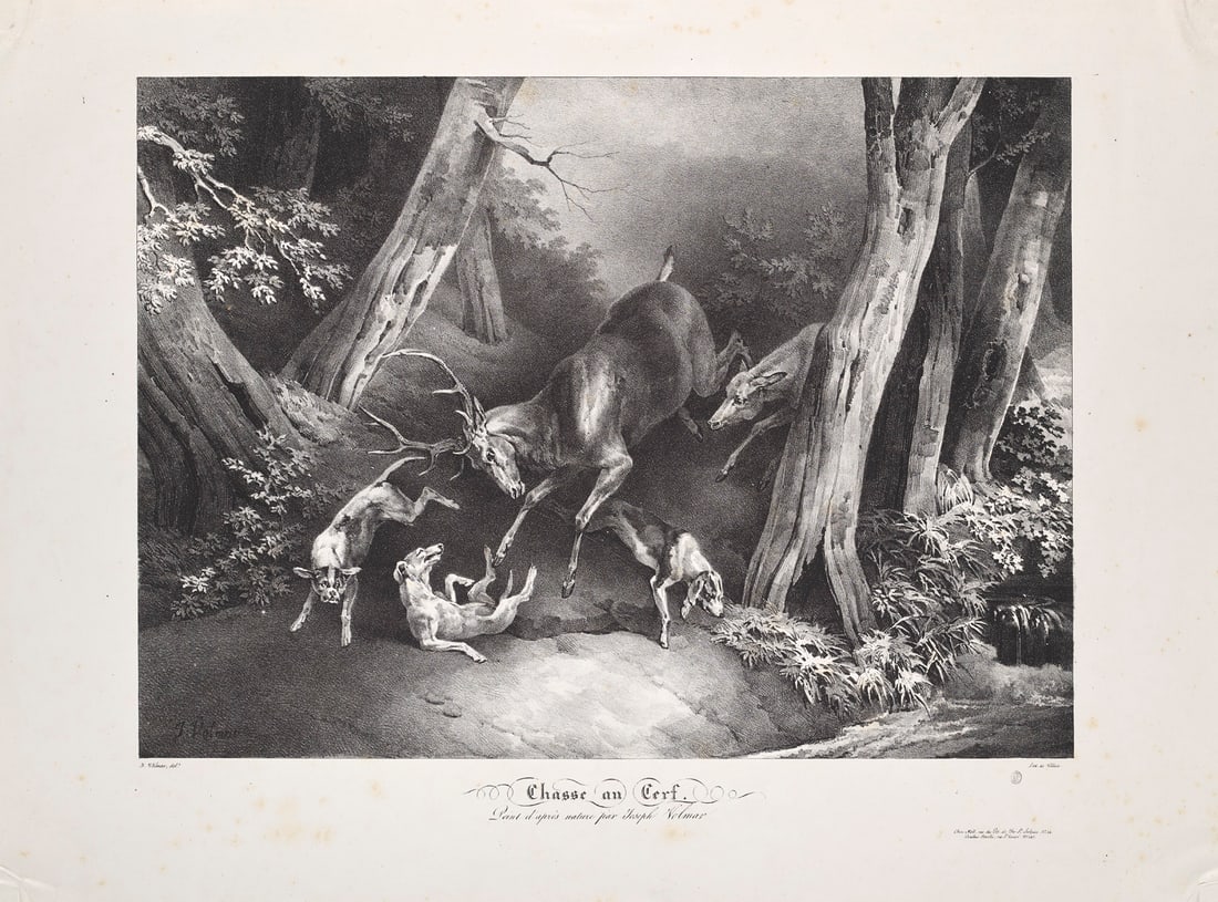 Volmar, Joseph Simon 4 Lithographien mit tierischen Jagdszenen. 1820er Jahre. Je auf Velin. (1 of 1)