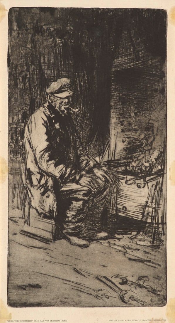 Bone, Muirhead Mike the Dynamiter. Ca. 1910. Kaltnadelradierung auf Japan. 30,5 x 16 cm (33 x 18 (1 of 1)
