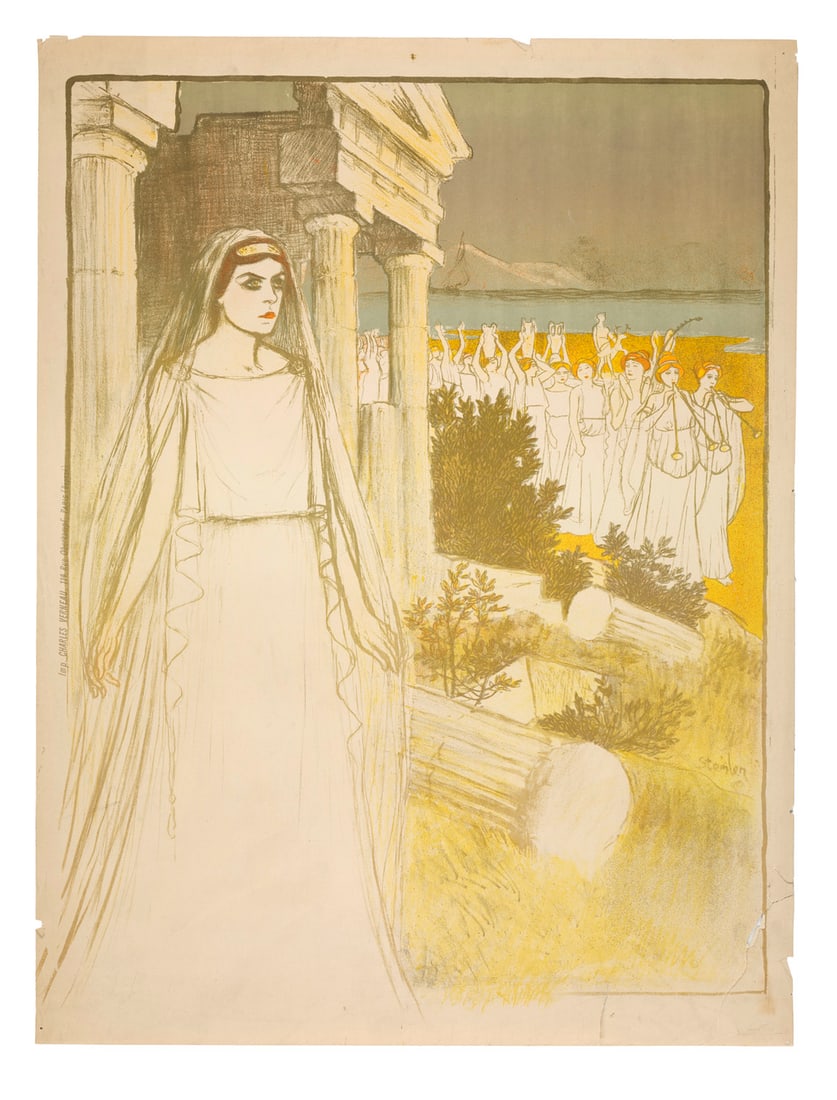 Steinlen, Théophile Alexandre Greek Goddess. Um 1900. Farblithographie auf Velin. 76 x 56 cm (1 of 1)