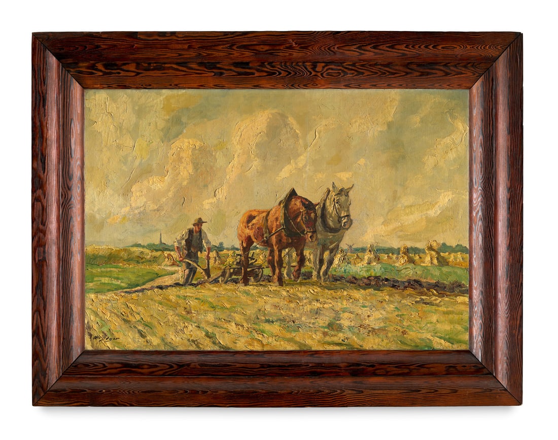 Beyer, Otto Sommerlandschaft mit Pferdepflug. Mitte 20. Jahrhundert. Öl auf Leinwand. 63 x 92 (1 of 1)