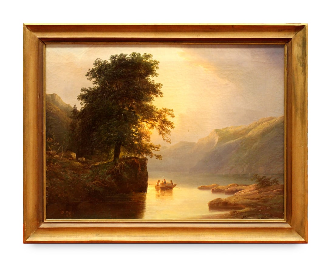 Peters, Bernhard Gebirgslandschaft mit Ruderern. 1866. Öl auf Leinwand. 65 x 54 cm. Signiert (1 of 1)