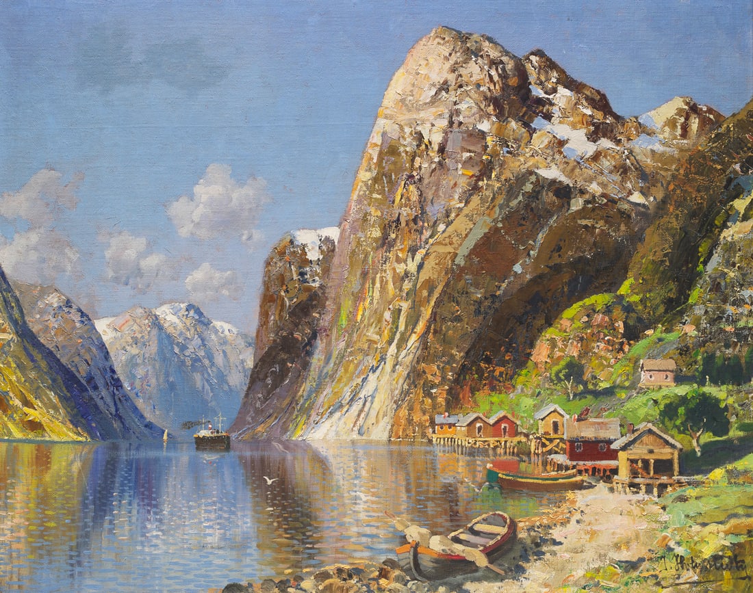 Holmstedt, Johann Fjordlandschaft. Ca. 1890/1900. Öl auf Leinwand. 46 x 69 cm. Signiert. (1 of 1)