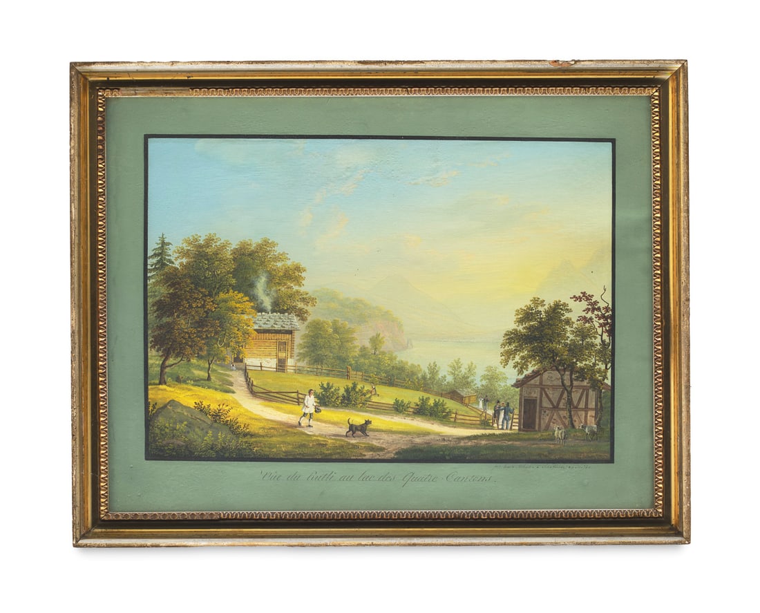 Bleuler, Johann Ludwig (Louis) Vue du Rütli au lac des quatre cantons. Ca. 1840. Gouache auf (1 of 1)