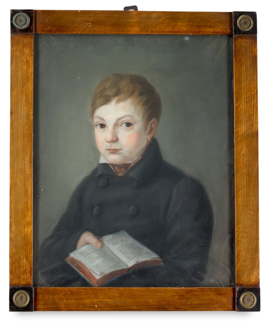 Deutsch, 1. Hälfte 19. Jh. Zwei Kinderportraits. Um 1830. Pastellkreide auf Malkarton. Je 48 x: PortraitDeutsch, 1. Hälfte 19. Jh.Zwei Kinderportraits. Um 1830. Pastellkreide auf Malkarton. Je 48 x 37 cm. Je in dekorativer Leiste gerahmt.Die beiden als Pendants konzipierten Kinderportraits 