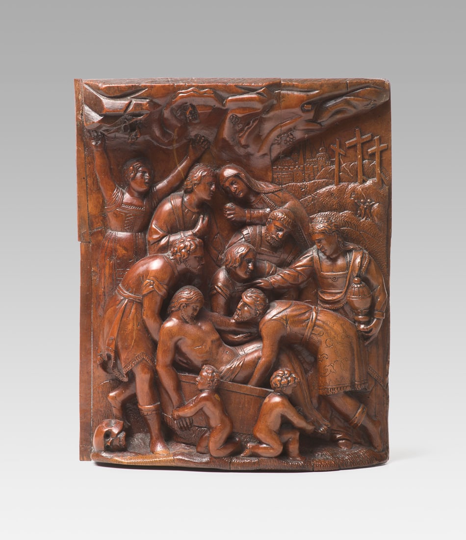 Grablegung. Südalpin. Um 1700. Holzrelief, fein geschnitzt mit halbplastischen Figuren, (1 of 1)