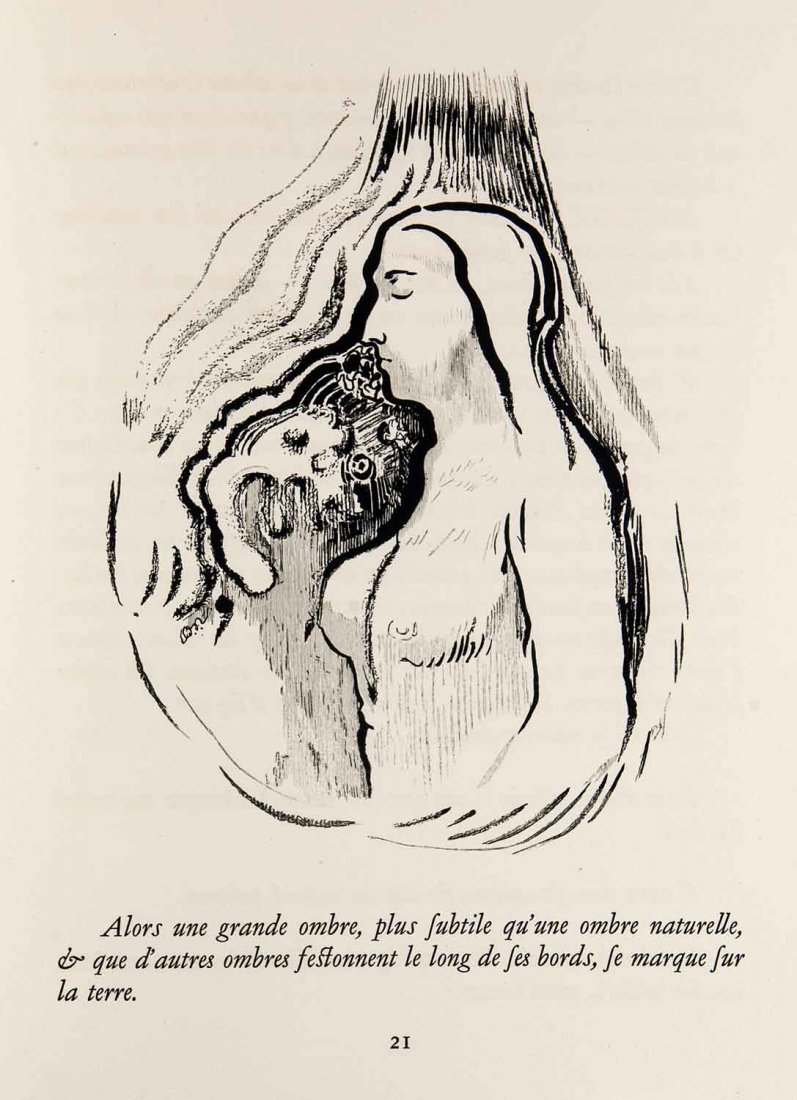 Flaubert La Tentation de Saint Antoine Odilon Redon: La Tentation de Saint Antoine. Illustrations d'Odilon Redon. Mit 22 Lithographien u. 14 Holzschnitten nach Zeichnungen. Paris Editions Ambroise Vollard 1938. Folio. Ppbd. (etwas berieben u. bestoßen)