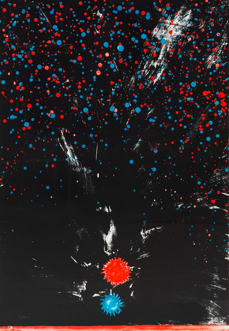 Otto Piene Rote und Blaue Sonne. 1984. Farbserigraphie auf festem Velin. 100 x 70 cm. Signiert, (1 of 1)