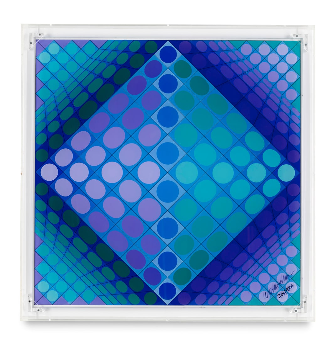 Victor Vasarely Vasarely Schach, Spielfeld. Multiple. 1982. Farbserigraphie auf Plexiglas laminiert. (1 of 1)